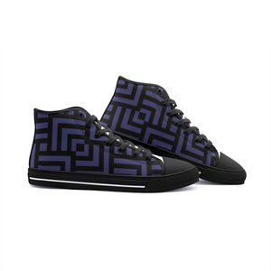 Square Chevron Shark Skin -High Top Canvas Shoes