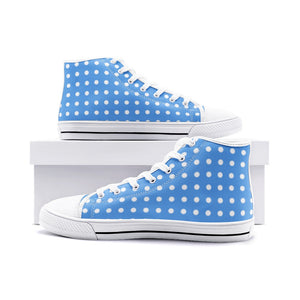 Polka dot Blue -Unisex High Top Canvas Shoes