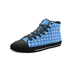 Polka dot Blue -Unisex High Top Canvas Shoes