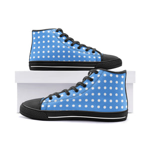 Polka dot Blue -Unisex High Top Canvas Shoes