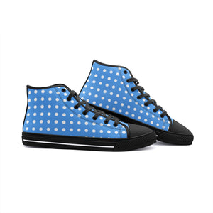 Polka dot Blue -Unisex High Top Canvas Shoes