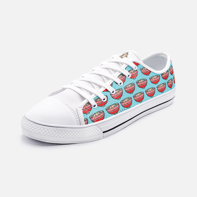 Ramen Pig in Blue -Low Top Canvas Sneakers