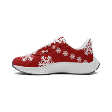 Load image into Gallery viewer, Snow flakes on Red -Unisex Mesh Tech Performance Running Shoes
