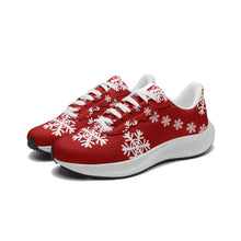 Load image into Gallery viewer, Snow flakes on Red -Unisex Mesh Tech Performance Running Shoes
