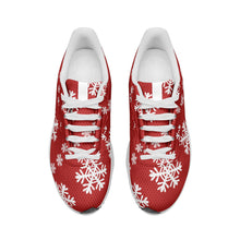 Load image into Gallery viewer, Snow flakes on Red -Unisex Mesh Tech Performance Running Shoes
