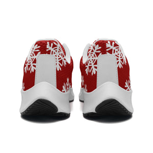 Snow flakes on Red -Unisex Mesh Tech Performance Running Shoes