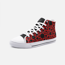 Load image into Gallery viewer, Red with Black dots -High Top Canvas Shoes
